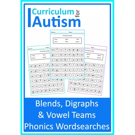 Blends, Digraphs & Vowel Teams Phonics Word Searches